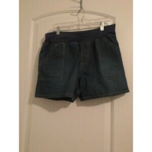 Announcements Maternity Women's Jean Shorts High Rise Pockets Size M 8/10 Blue
